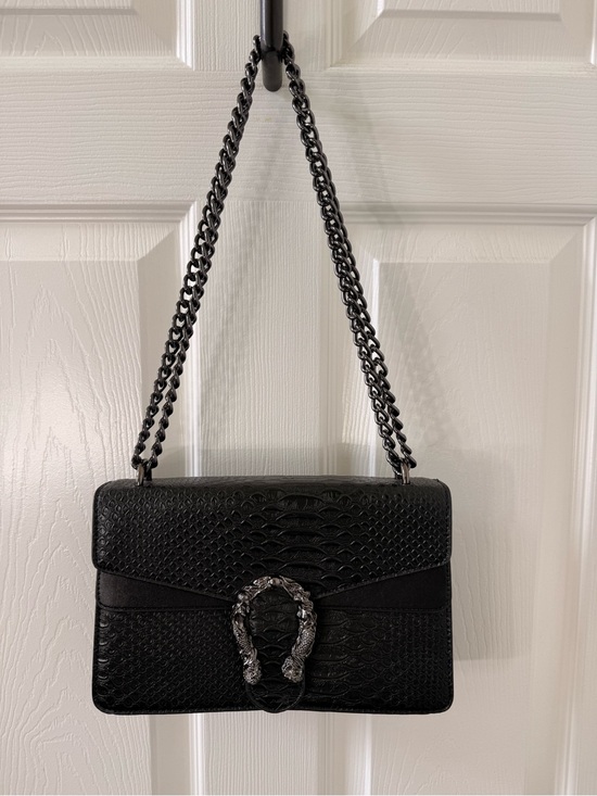 No Brand Handbags - Black Textured Shoulder Bag with Decorative Metal Buckle NWOT